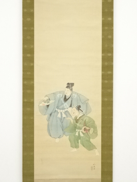 5266 掛軸　小林豊子　「王朝絵巻御掛軸」　人物画賛　絹本着色　共箱　送料無料 TB526小林五浪 水郷 掛軸 共箱 紙本◇落款有/会津坂下町/日本画家/色絵